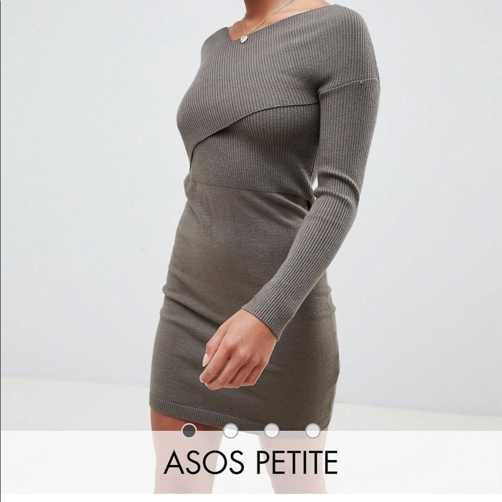 ASOS DESIGN Petite knitted dress with wrap front
